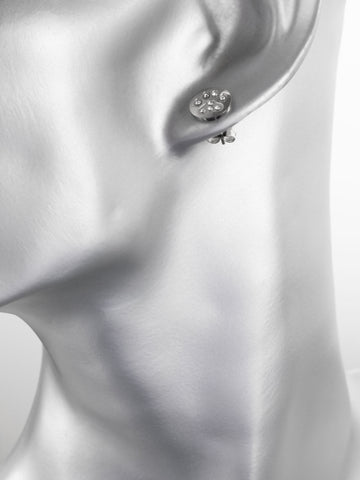 Krásné drobné náušnice ve tvaru kolečka s motivem pacičky z chirurgické oceli s čirými krystaly NE1721-0112