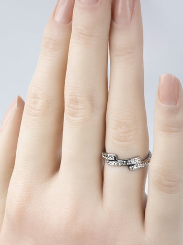 Krásný moderní prstýnek z chirurgické oceli s drobnými čirými krystaly PR0348-015507