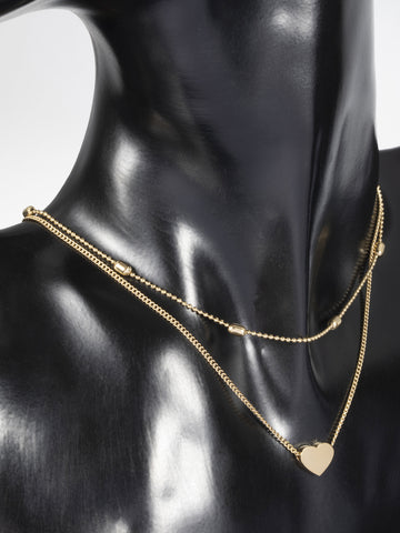 Dvojitý náhrdelník z chirurgické oceli zlaté barvy se srdíčkem  NK1191-0114